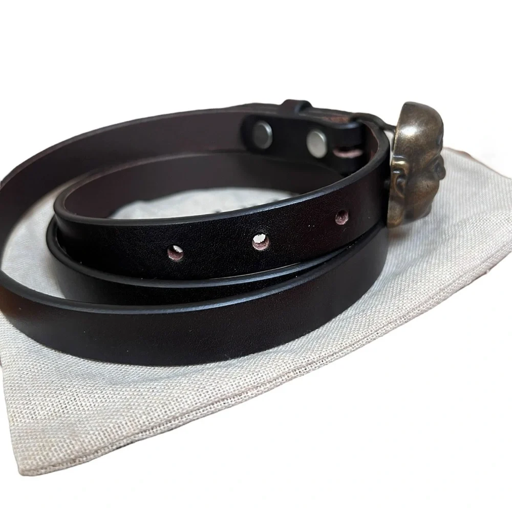 Quelli Della Pelle Handmade Brown Leather Belt Laughing Buddha Bellagio Italy XL - Picture 9 of 10